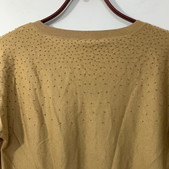 Talbots | NWT Tan Brown Silk Cotton Lightweight Beaded V-Neck Pullover Sweater S - Picture 12 of 17